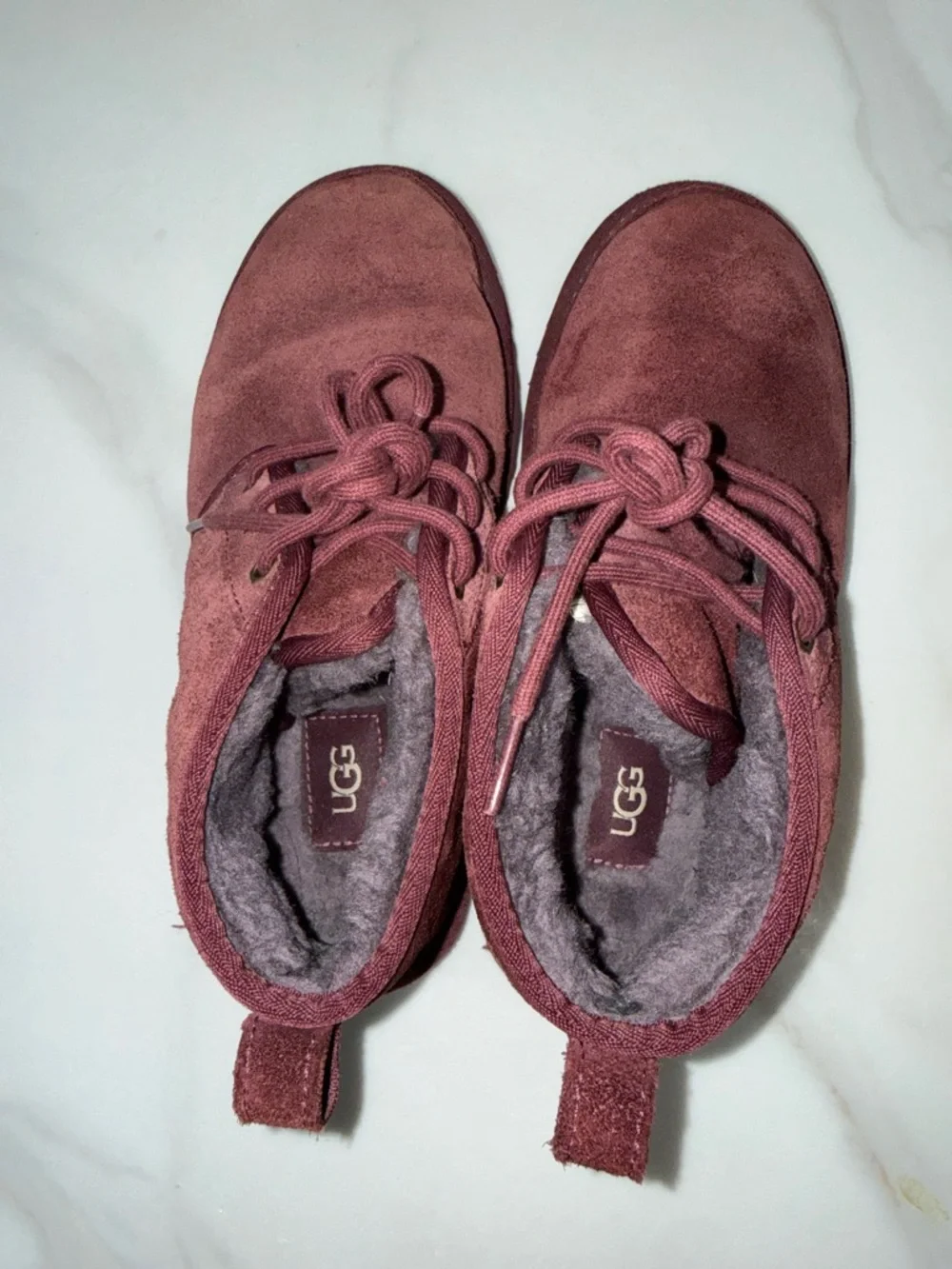 UGG Wine Suede Sheepskin-Lined Lace-Up Chukka Boots